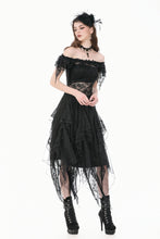 Load image into Gallery viewer, Gothic Romantic Off-Shoulder Sheer Lace Top with Ethereal Winged Sleeves TW693
