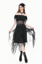 Load image into Gallery viewer, Gothic Romantic Off-Shoulder Sheer Lace Top with Ethereal Winged Sleeves TW693