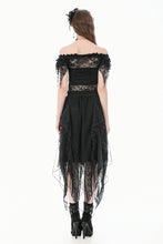 Load image into Gallery viewer, Gothic Romantic Off-Shoulder Sheer Lace Top with Ethereal Winged Sleeves TW693