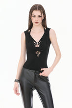 Load image into Gallery viewer, Dark Weave - Gothic Backless Spider Decor Skeleton Cut-out Halter Slim Tank Top TW694