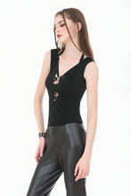 Load image into Gallery viewer, Dark Weave - Gothic Backless Spider Decor Skeleton Cut-out Halter Slim Tank Top TW694