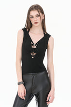 Load image into Gallery viewer, Dark Weave - Gothic Backless Spider Decor Skeleton Cut-out Halter Slim Tank Top TW694