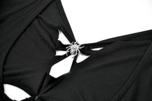 Load image into Gallery viewer, Dark Weave - Gothic Backless Spider Decor Skeleton Cut-out Halter Slim Tank Top TW694