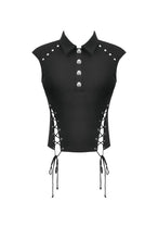Load image into Gallery viewer, Night Directive - Tech-Punk Sleeveless Polo Top with Metallic Studs TW695
