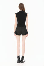 Load image into Gallery viewer, Night Directive - Tech-Punk Sleeveless Polo Top with Metallic Studs TW695