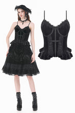 Load image into Gallery viewer, Gothic Vintage Velvet Lace Patchwork Coffin and Cross Trimmed Cami Top TW696