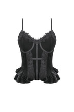 Load image into Gallery viewer, Gothic Vintage Velvet Lace Patchwork Coffin and Cross Trimmed Cami Top TW696