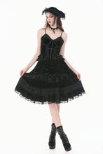 Load image into Gallery viewer, Gothic Vintage Velvet Lace Patchwork Coffin and Cross Trimmed Cami Top TW696