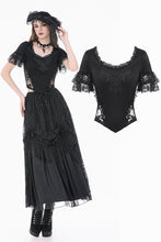 Load image into Gallery viewer, Gothic Dark Lace Embroidery Panel Fitted Top TW697