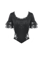 Load image into Gallery viewer, Gothic Dark Lace Embroidery Panel Fitted Top TW697