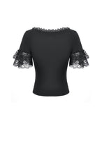 Load image into Gallery viewer, Gothic Dark Lace Embroidery Panel Fitted Top TW697