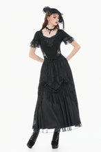 Load image into Gallery viewer, Gothic Dark Lace Embroidery Panel Fitted Top TW697