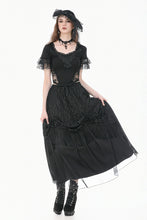 Load image into Gallery viewer, Gothic Dark Lace Embroidery Panel Fitted Top TW697