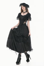 Load image into Gallery viewer, Gothic Dark Lace Embroidery Panel Fitted Top TW697