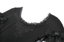 Load image into Gallery viewer, Gothic Dark Lace Embroidery Panel Fitted Top TW697
