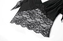 Load image into Gallery viewer, Gothic Deep-V Lace Patchwork Draped Knit Crop Top TW698