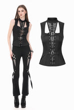 Load image into Gallery viewer, Iron Covenant - Punk Dark-Wear Vest with  Metallic Ring, Double Eyelet Lace-up TW699