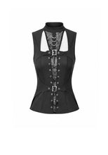 Load image into Gallery viewer, Iron Covenant - Punk Dark-Wear Vest with  Metallic Ring, Double Eyelet Lace-up TW699