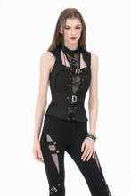 Load image into Gallery viewer, Iron Covenant - Punk Dark-Wear Vest with  Metallic Ring, Double Eyelet Lace-up TW699