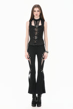 Load image into Gallery viewer, Iron Covenant - Punk Dark-Wear Vest with  Metallic Ring, Double Eyelet Lace-up TW699