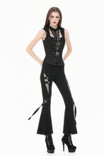 Load image into Gallery viewer, Iron Covenant - Punk Dark-Wear Vest with  Metallic Ring, Double Eyelet Lace-up TW699