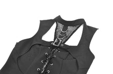 Load image into Gallery viewer, Iron Covenant - Punk Dark-Wear Vest with  Metallic Ring, Double Eyelet Lace-up TW699