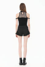 Load image into Gallery viewer, Dark Techwear Mesh Cut-out Cold-Shoulder Chain Cross Halter Top TW700