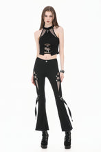 Load image into Gallery viewer, Punk Halter Crop Top with Silver Cross Ornament and Double Buckled Waist TW701