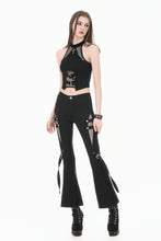 Load image into Gallery viewer, Punk Halter Crop Top with Silver Cross Ornament and Double Buckled Waist TW701