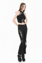 Load image into Gallery viewer, Punk Halter Crop Top with Silver Cross Ornament and Double Buckled Waist TW701