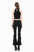 Load image into Gallery viewer, Punk Halter Crop Top with Silver Cross Ornament and Double Buckled Waist TW701
