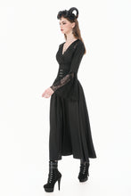Load image into Gallery viewer, Gothic Deep V-Neck Top with Lace-Paneled Shoulders and Dramatic Flare Sleeves TW702