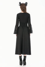 Load image into Gallery viewer, Gothic Deep V-Neck Top with Lace-Paneled Shoulders and Dramatic Flare Sleeves TW702