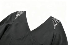 Load image into Gallery viewer, Gothic Deep V-Neck Top with Lace-Paneled Shoulders and Dramatic Flare Sleeves TW702