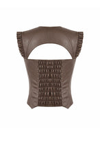 Load image into Gallery viewer, Steampunk Matte Leather Patchwork Lace Buckled Slim Cami Top TW704