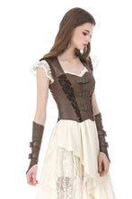 Load image into Gallery viewer, Steampunk Matte Leather Patchwork Lace Buckled Slim Cami Top TW704
