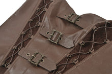 Load image into Gallery viewer, Steampunk Matte Leather Patchwork Lace Buckled Slim Cami Top TW704