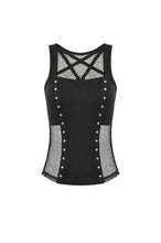 Load image into Gallery viewer, Punk Tank Top with Pentagram Mesh Inlay and Studded Vertical Tape TW706