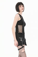Load image into Gallery viewer, Punk Tank Top with Pentagram Mesh Inlay and Studded Vertical Tape TW706