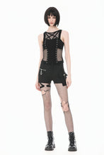 Load image into Gallery viewer, Punk Tank Top with Pentagram Mesh Inlay and Studded Vertical Tape TW706