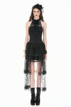 Load image into Gallery viewer, Gothic Victorian Halter Top with Lace Panel and 3D Rose Ornament  TW707