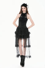 Load image into Gallery viewer, Gothic Victorian Halter Top with Lace Panel and 3D Rose Ornament  TW707