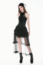 Load image into Gallery viewer, Gothic Victorian Halter Top with Lace Panel and 3D Rose Ornament  TW707