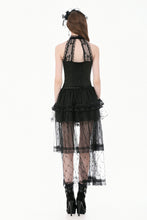 Load image into Gallery viewer, Gothic Victorian Halter Top with Lace Panel and 3D Rose Ornament  TW707