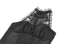Load image into Gallery viewer, Gothic Victorian Halter Top with Lace Panel and 3D Rose Ornament  TW707