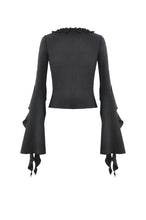Load image into Gallery viewer, Gothic Cross Decor Irregular Split Ruffled Bell-Sleeve Knit Top TW708