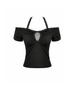 Load image into Gallery viewer, Gothic Dark Cutout Cross Gem Lace Halter Slim Knit Top TW709