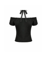 Load image into Gallery viewer, Gothic Dark Cutout Cross Gem Lace Halter Slim Knit Top TW709