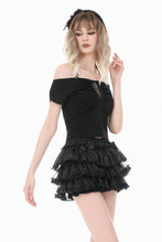 Load image into Gallery viewer, Gothic Dark Cutout Cross Gem Lace Halter Slim Knit Top TW709