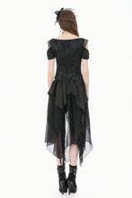 Load image into Gallery viewer, Gothic Court-Style Top with Damask Jacquard, Lace Trim, 3D Roses and Cinched Waist TW711